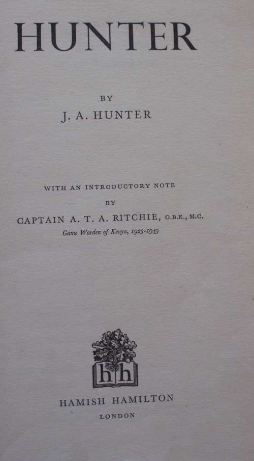 Book - Hunter - by J.A.Hunter 1952
