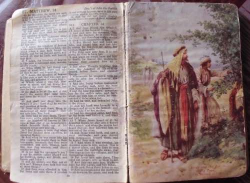 Bible - King James pocket size antique illustrated.