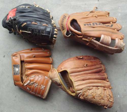 Baseball Gloves x 4 Genuine Cowhide used