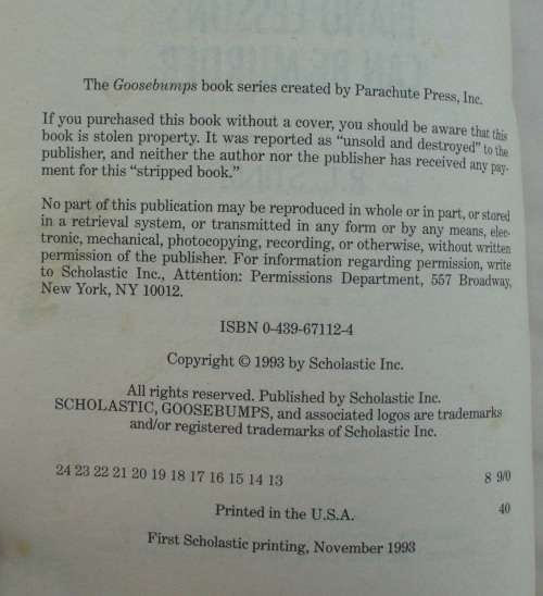 Book - Goosebumps x 7 - R.L.Stine