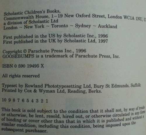 Book - Goosebumps x 7 - R.L.Stine