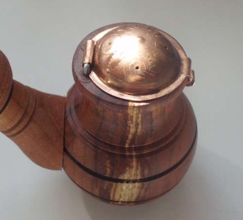 Wooden Pipe - Tobacco - Copper lid