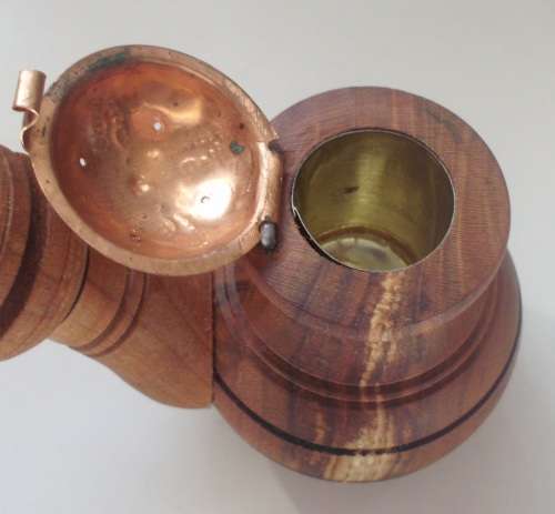 Wooden Pipe - Tobacco - Copper lid