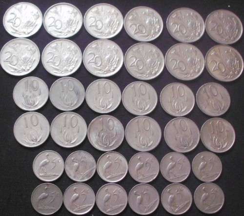 Coin - RSA Mixed Lot - 20c/10c/5c - x 36 - 18,8,2020