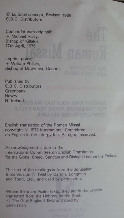 Bible - The Roman Missal - 1989