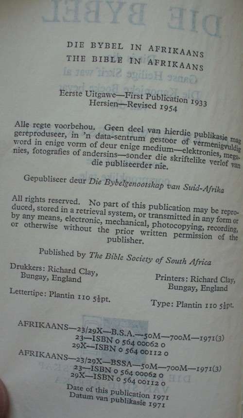 Bible - Die Bybel - Pocket - Leather+Zip - 1971