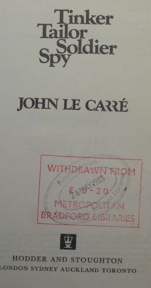 Book - Tinker Tanker Soldier Spy - John Le Carre - 1974