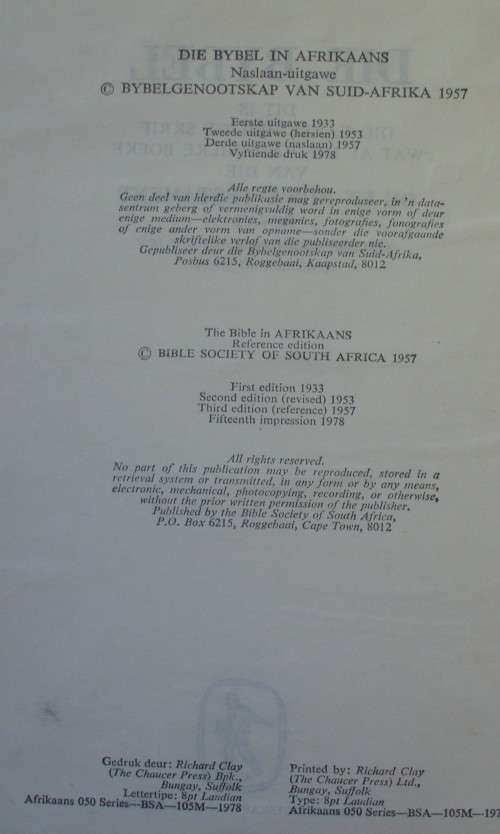 Bible - Die Bybel - Naslaan - 1978 x 2 - used - A
