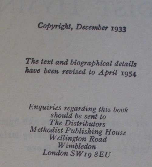 Bible/Book -The Methodist Hymn Book -1954-1,040 Pages-Pocket-Leather