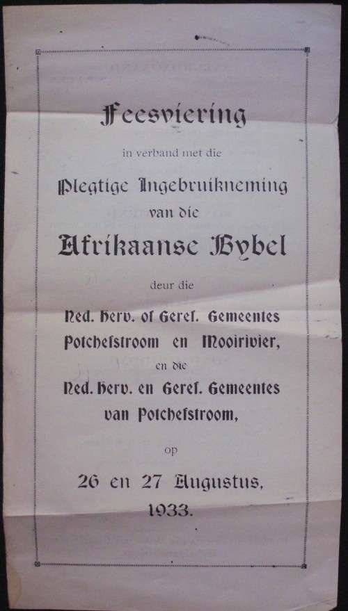 Bible Pamphlet - Acceptance of Historic 1933 Bible - 1933