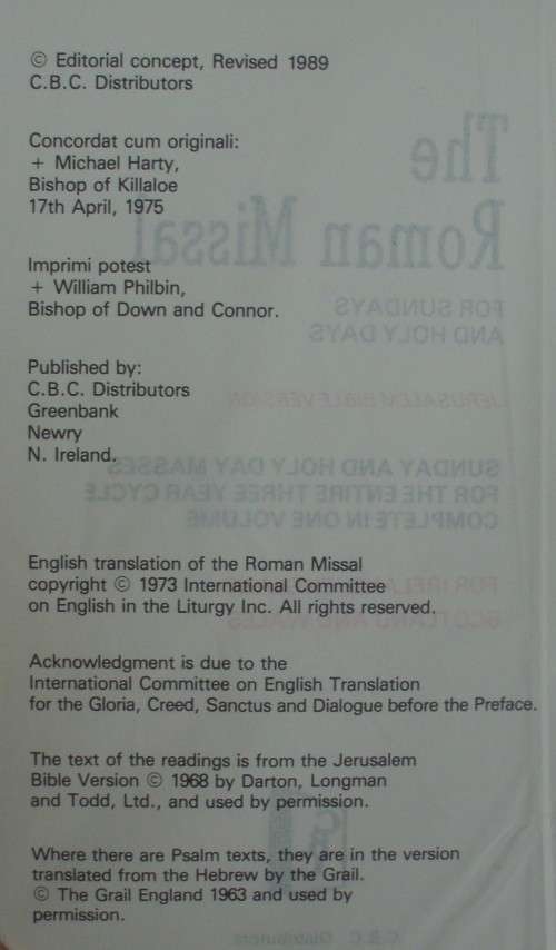 Bible - Roman Missal - 1989