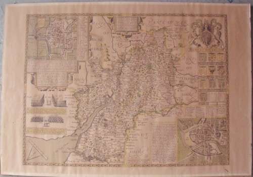 Antique Print - Gloucester, Wales - 1610 - Printed Both Sides.