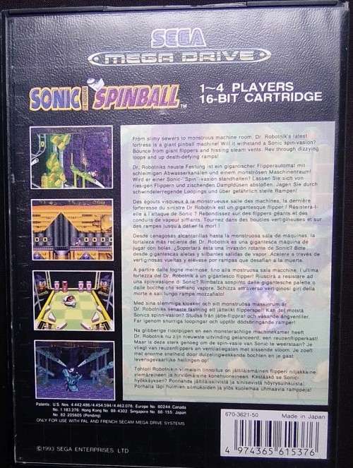 Game - Sega - Sonic The Hedgehog - Sonic Spinball - 16bit - Original