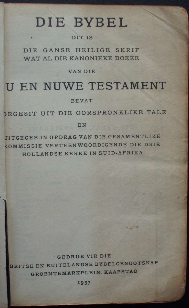 Bible - Die Bybel - 1937 - Scarce