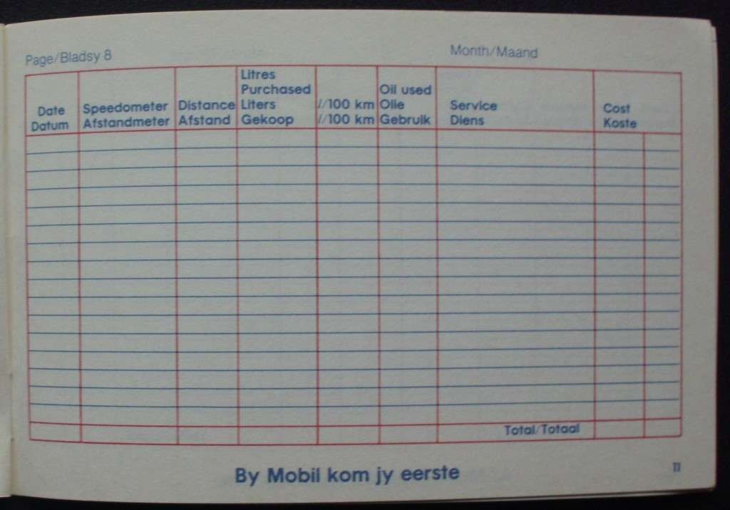 Booklet - Mobil Motor Logbook - Mint