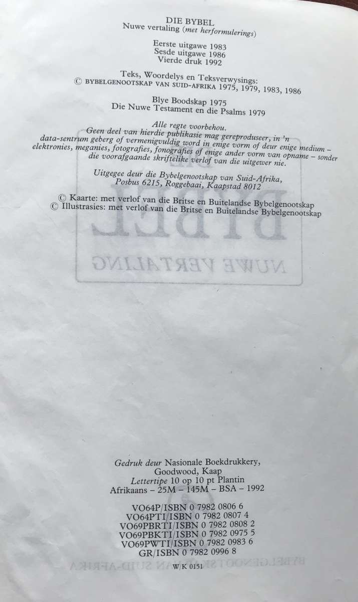 Bible - Die Bybel - 1992