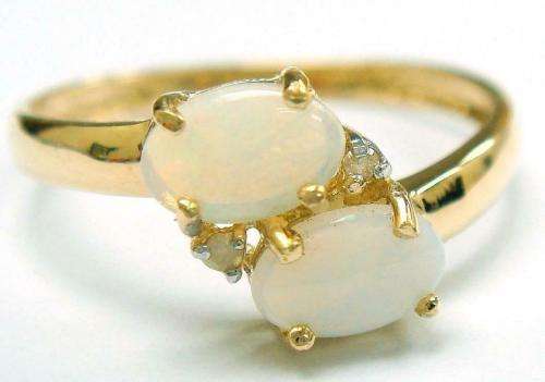 STUNNING 9CT YELLOW GOLD OVAL OPAL and DIAMOND RING Reserved for Moonshadow