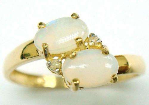 STUNNING 9CT YELLOW GOLD OVAL OPAL and DIAMOND RING Reserved for Moonshadow