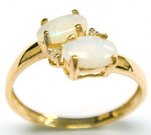 STUNNING 9CT YELLOW GOLD OVAL OPAL and DIAMOND RING Reserved for Moonshadow