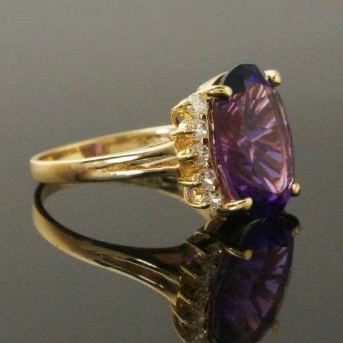 STUNNING SOLID 14K YELLOW GOLD, 5.40 CT AMETHYST and CZ  RING (iNVEST IM GOLD NOW)