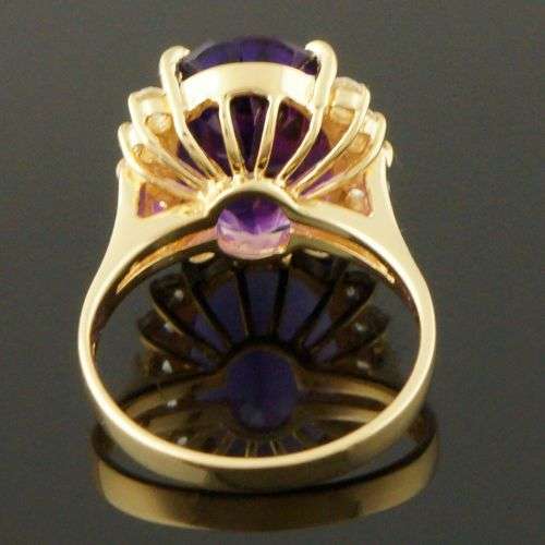 STUNNING SOLID 14K YELLOW GOLD, 5.40 CT AMETHYST and CZ  RING (iNVEST IM GOLD NOW)