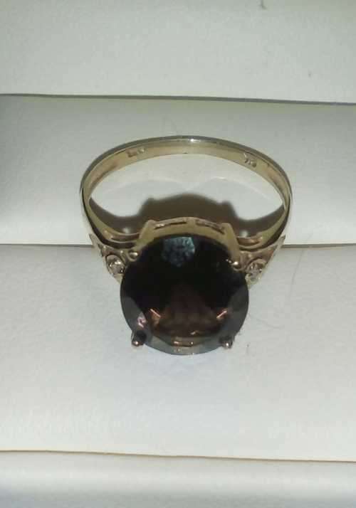 STUNNING 9CT SOLID YELLOW GOLD NATURAL SMOKY TOPAZ and DIAMOND RING (INVEST NOW IN GOLD)