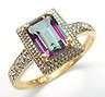 **STUNNING** 9CT YELLOW GOLD 1.1CT MYSTIC TOPAZ & DIAMOND RING
