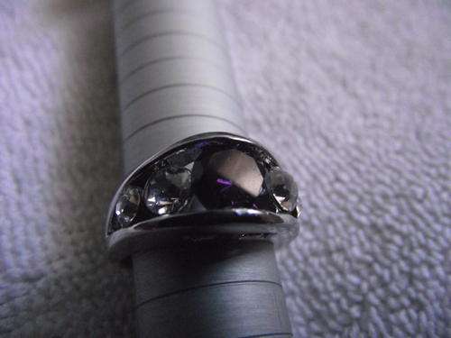BEAUTIFUL SILVER & PURPLE ,4 CZ STONE RING,SIZE Q1/2,81/2,181/2