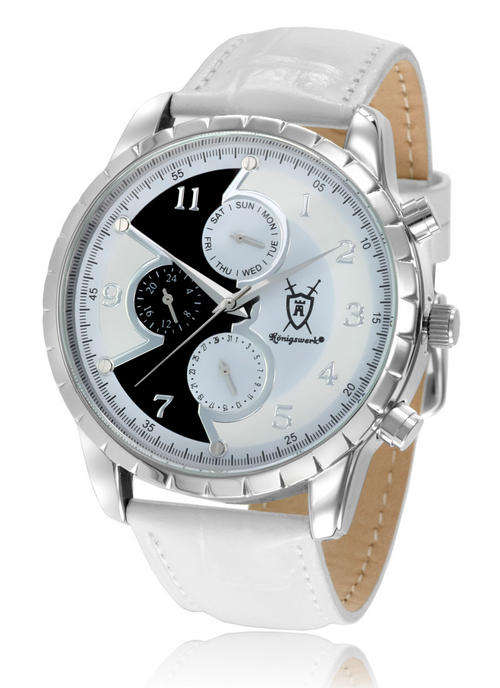 **STUNNING**  UNISEX KONIGSWERK HYGNIUS WATCH WITH A GENIUNE WHITE LEATHER STRAP