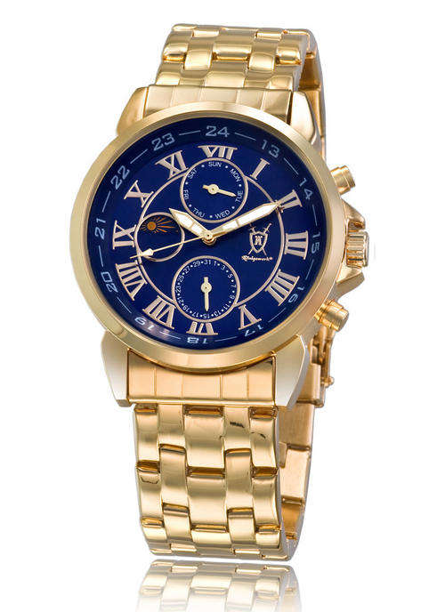 NICE KONIGSWERK GRYPHOS BLUE METALLIC & GOLD S/S BAND.GERMAN PRECISION.GREAT CHRISTMAS GIFT !!