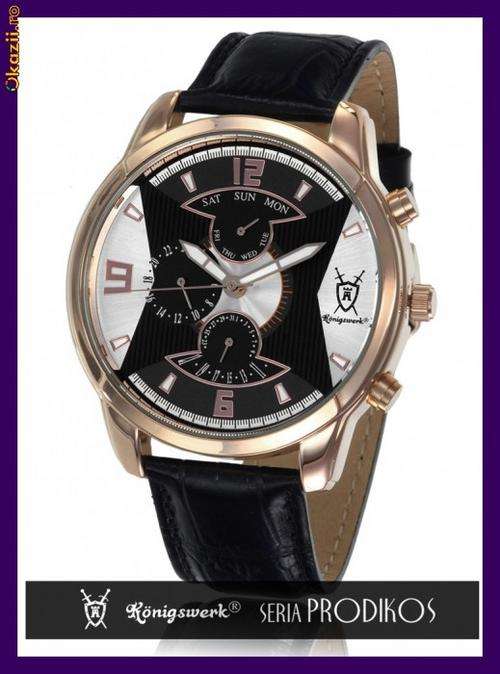 **STUNNING**UNIQUE&RARE UNISEX KONIGSWERK PRODIKOSE ROSE WATCH WITH A GENIUNE BLACK LEATHER STRAP