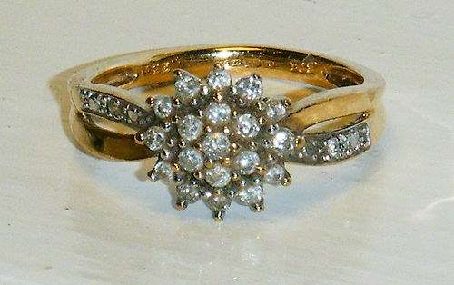 **STUNNING** UK HALLMARKED 9KT SOLID YELLOW GOLD 0.25 CARAT DIAMOND RING SIZE L