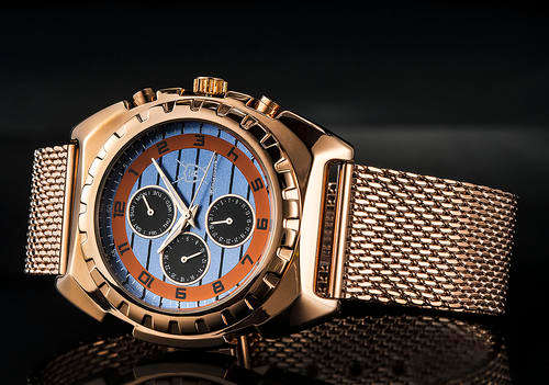 Konigswerk clock Philolaus Rose orange XXL 45 mm / stainless steel Milanese bracelet