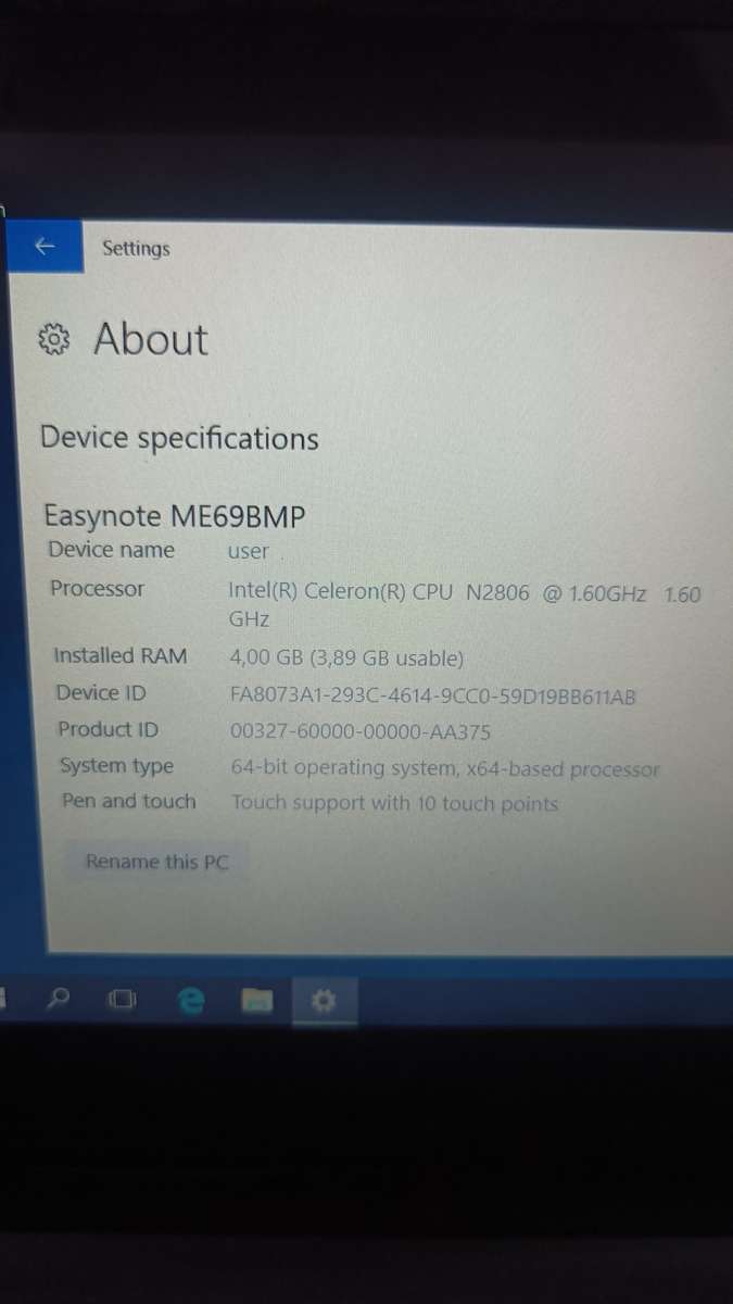 Packard Bell EasyNote Touch screen Laptop