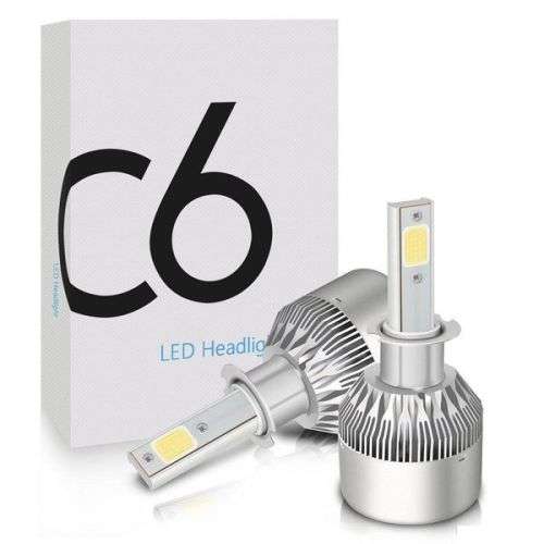 2 x 12V/24V C6 LED Bulb H1/H4/H7/H11/9005/9006 White Headlights 72W COB Headlamp Auto Fog Lights