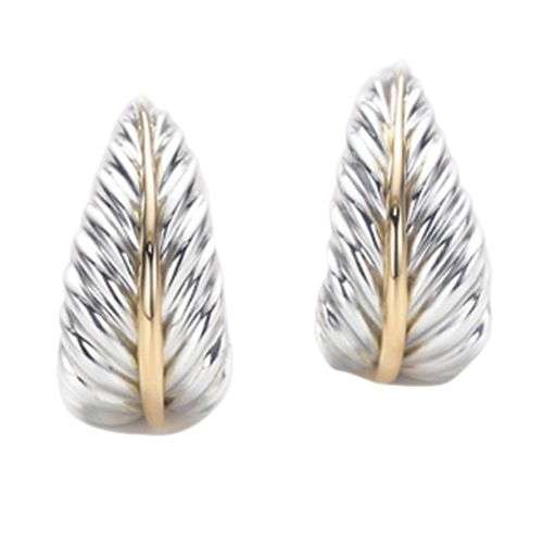 STERLING SILVER LEAF EARRINGS WITH 18K GOLD INLAY