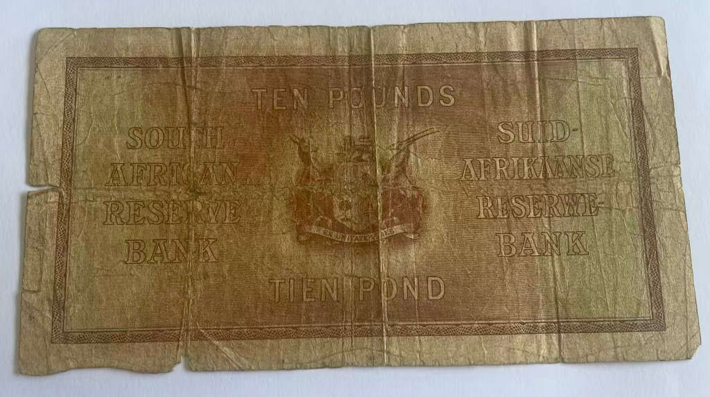 J.POSTMUS 10 POUND 1943 APRIL 14TH ENG/AFI - 844344 FIRST ISSUE VAN RIEBEECK WTM