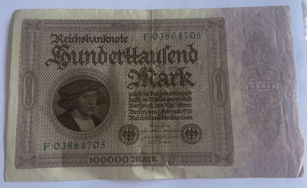 GERMANY SET - 10 PFENNIG GARDELEGEN 1916 SMALL NOTE, 100000 MARK 1923 & 10000 MARK 1922 BIG NOTES
