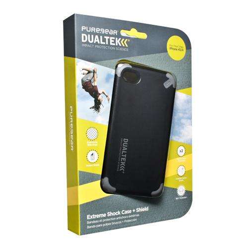 DualTek Extreme Shock Case + FREE screen protector for iPhone 4/4S - Black/Gray