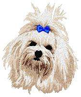 Cream Guest Towel Maltese   Dog  RED BOW