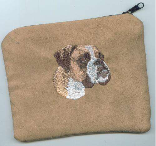 Small e brown Makeup bag  boxer dog