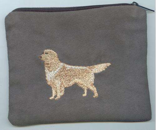 Small  charcoal Makeup bag  golden retriever dog