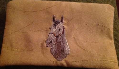 Large creamy yellow pencil bag/makeup bag  Silver Horse