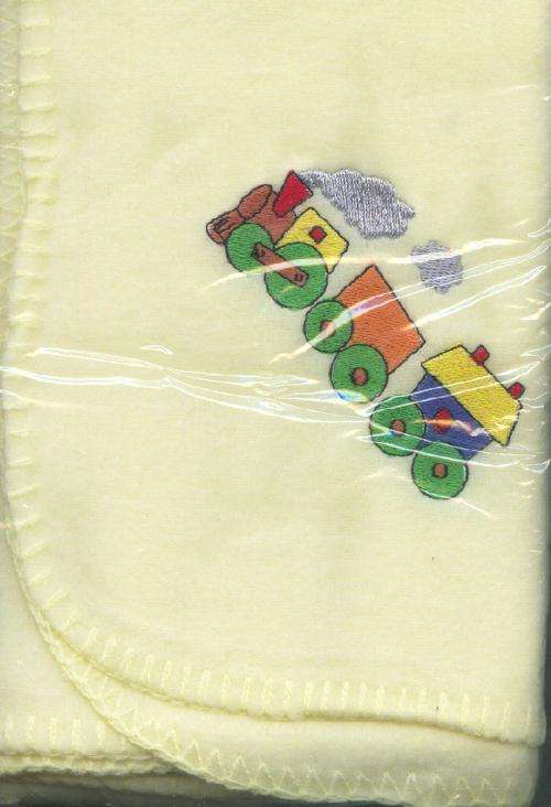 Embroidered Baby train Blanket Yellow