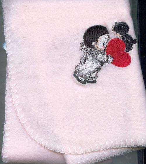 Embroidered Baby blanket Pierriot pink