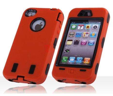 Super Tough Shock Proof Red Impact Case for iPhone 4 (Ultimate 4 Layers of Protection!)