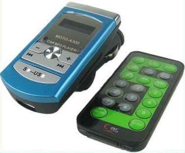 MOTO-A300 1.1" LCD Screen 4 in 1 Car MP3 Player with U-disk/SD/MMC Slot FM Transmitter (Blue)