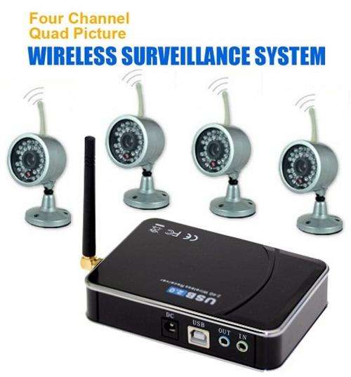 4 CHANNEL 2.4G WIRELESS  WATERPROOF IR CCTV CAMERA SYSTEM - FREE EXPRESS SHIPPING!!!