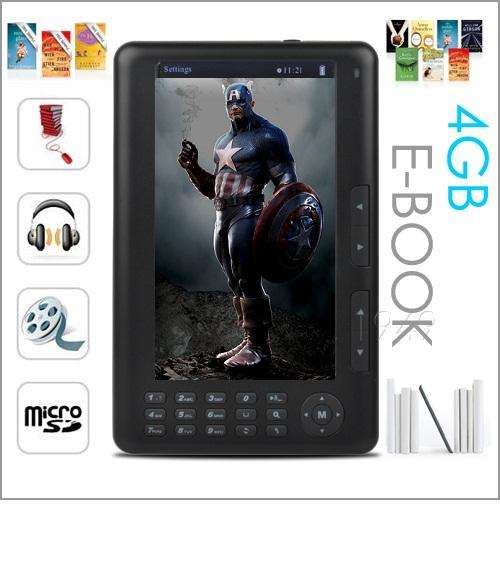 7" HD Ebook Reader MP3 MP5 FM Video Player 4GB