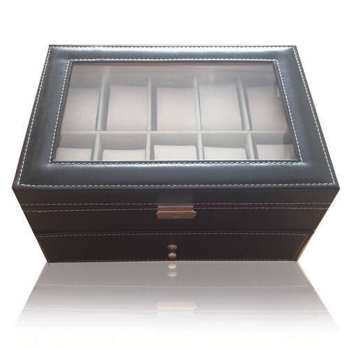 PU Leather Watch box (Holds 20 watches) + FREE 3 holder